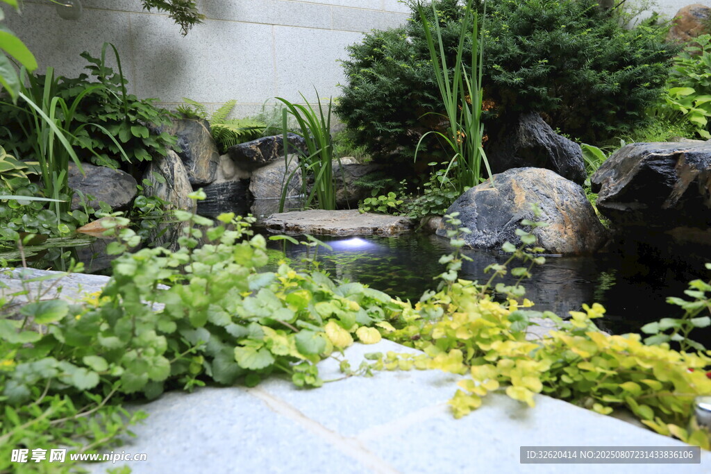 静谧日式庭院水景景观