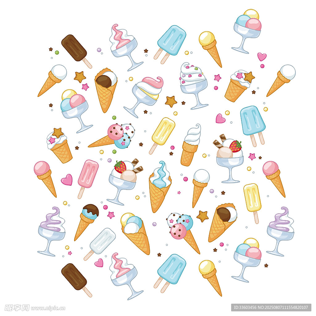 缤纷可爱冰淇淋插画集合