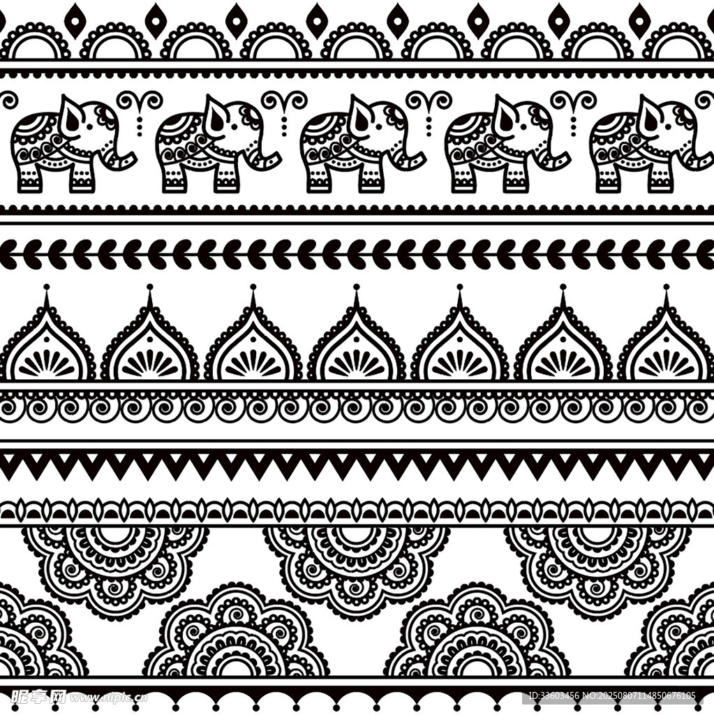 民族风黑白花纹图案
