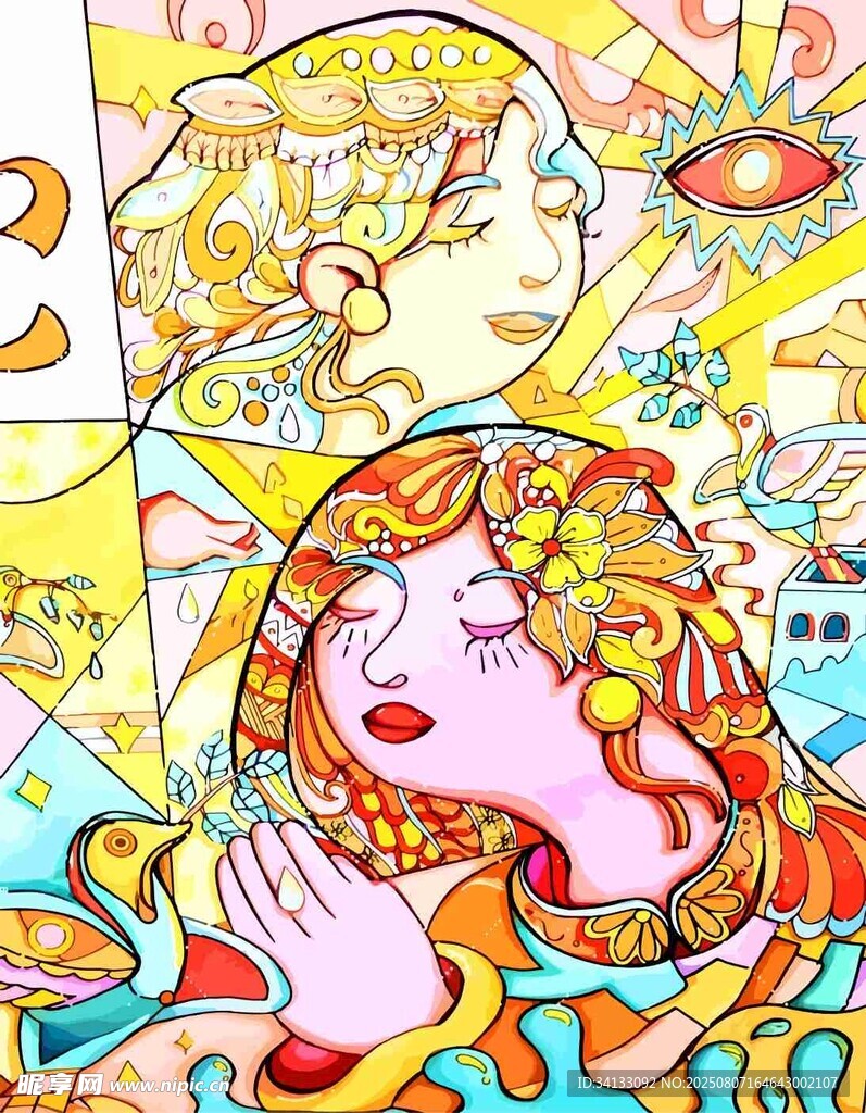 梦幻绚丽的女性插画艺术