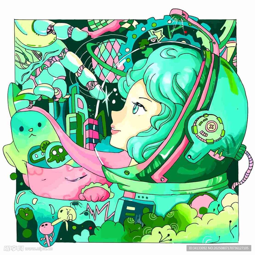 梦幻绿发少女的宇航奇幻世界