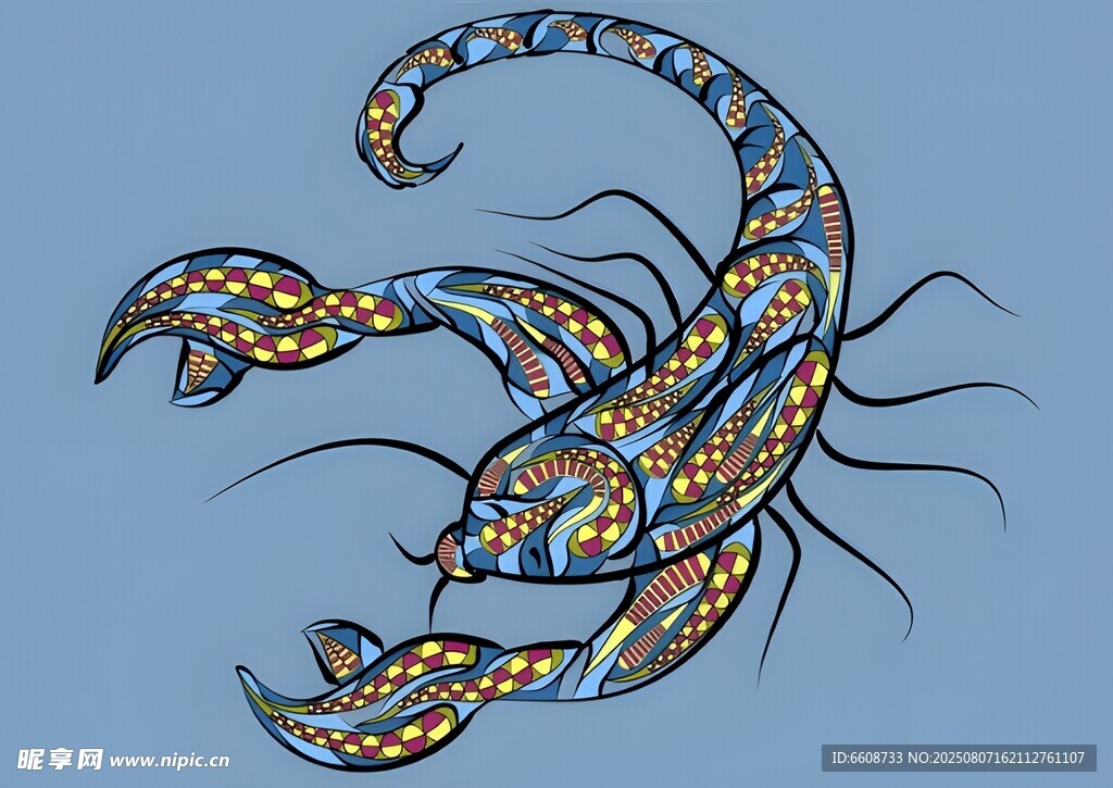 彩色花纹蝎子图案设计