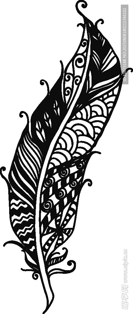 黑白花纹羽毛图案设计