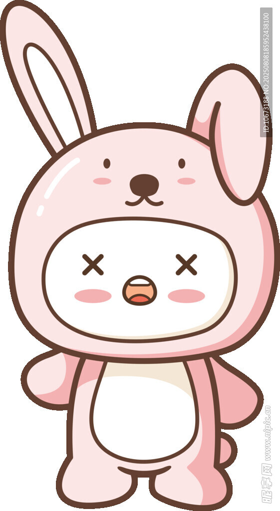 可爱粉色小兔卡通形象