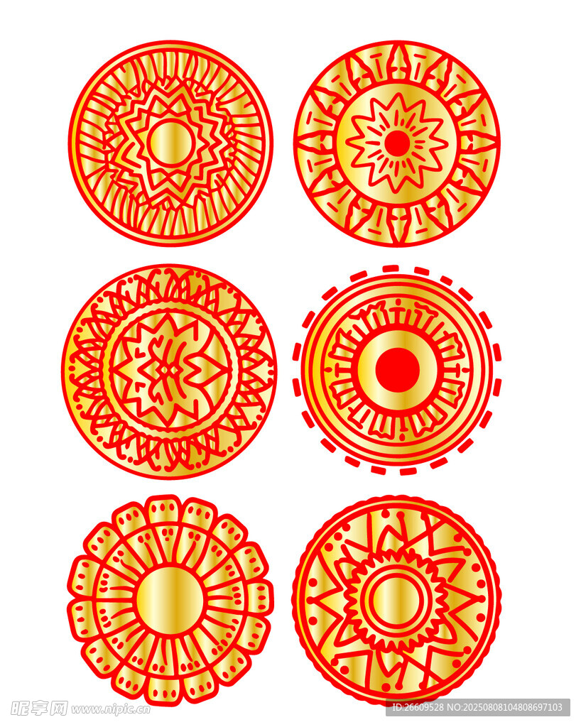 中式传统红色圆形花纹