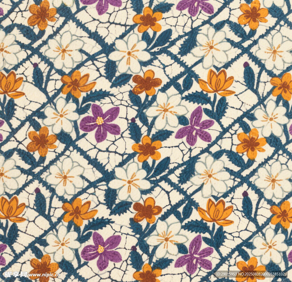 复古花卉几何图案纹理