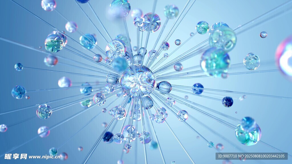 梦幻蓝色分子结构微观图