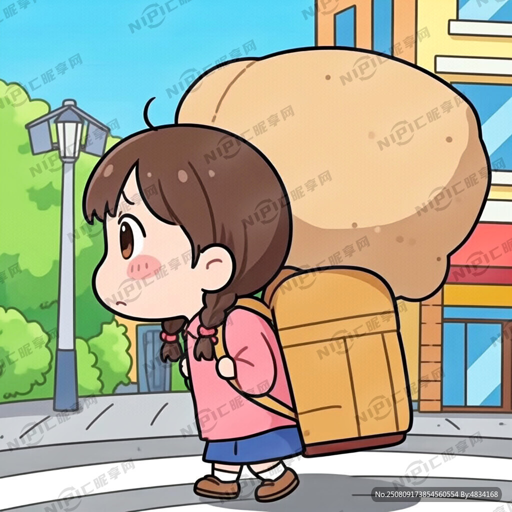 背书包的小女孩 书包很大