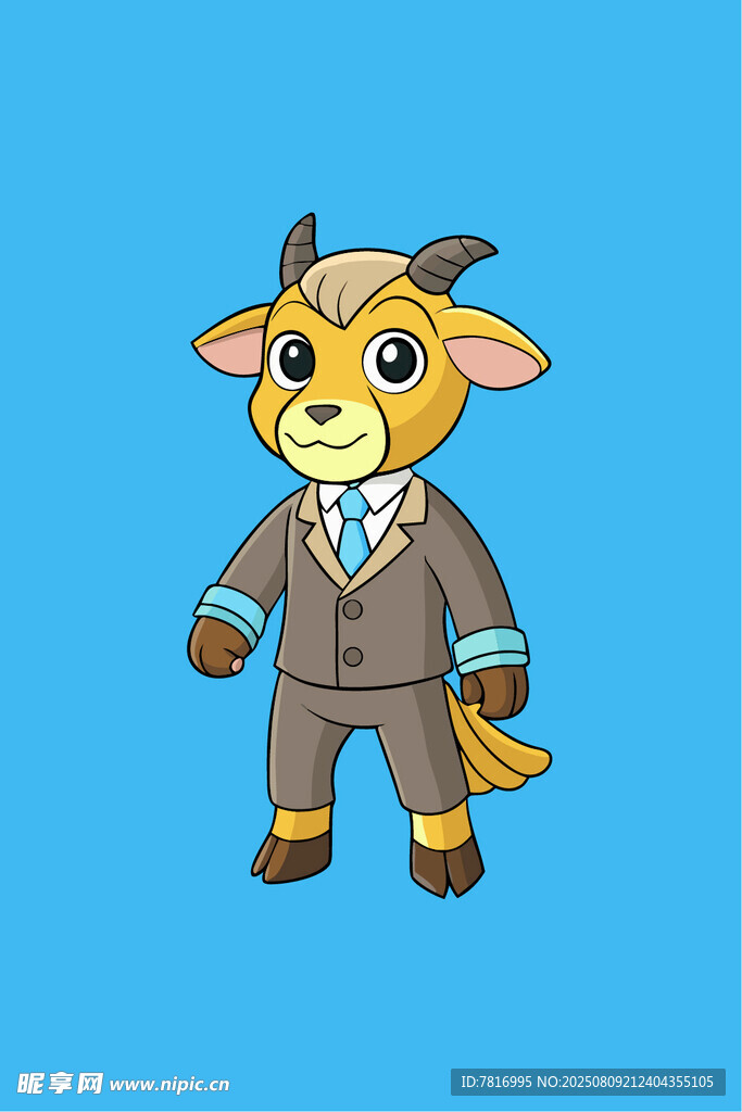 穿西装的卡通小牛形象