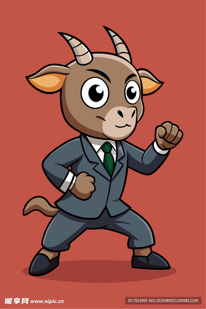 商务风牛形象卡通角色