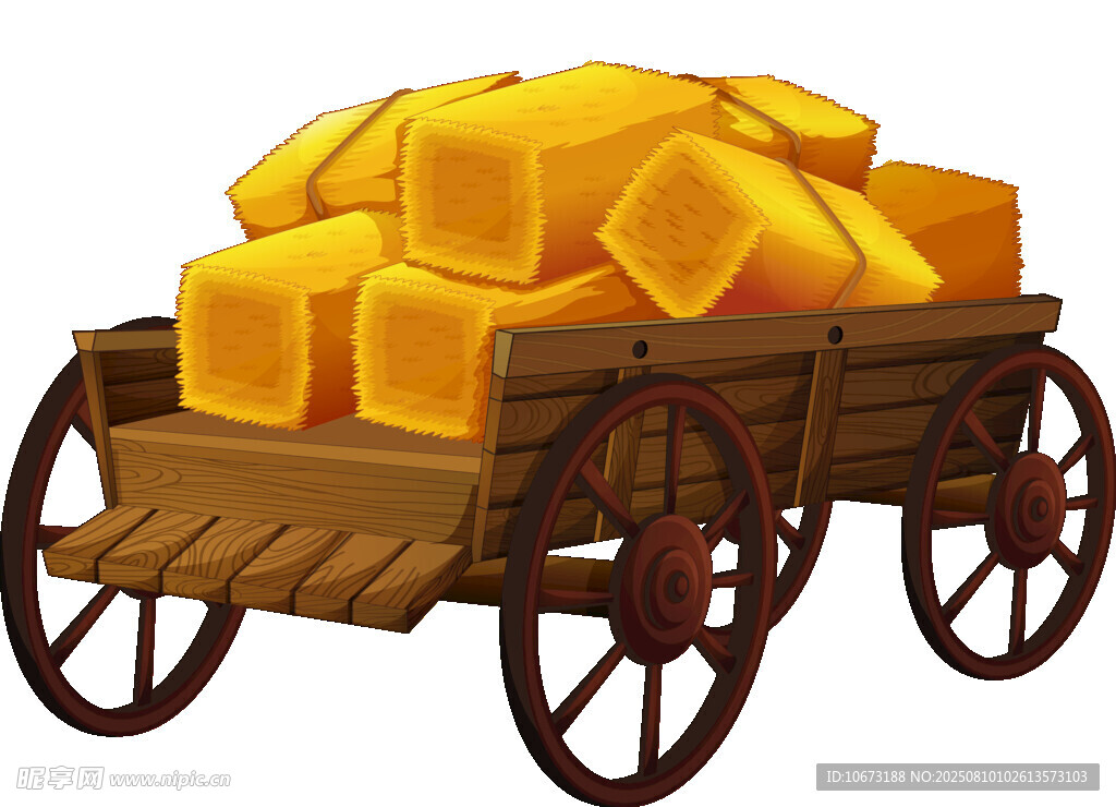 满载金条的古老木推车