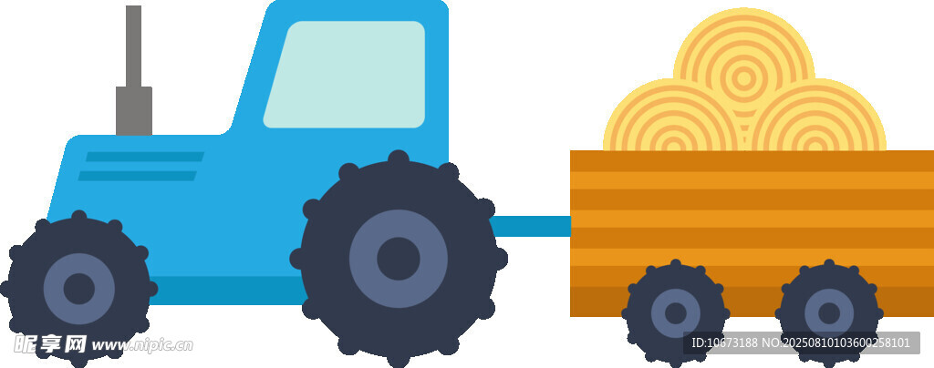 蓝色拖拉机运输干草