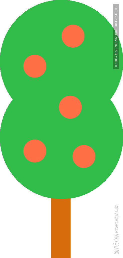 卡通风格绿色苹果树