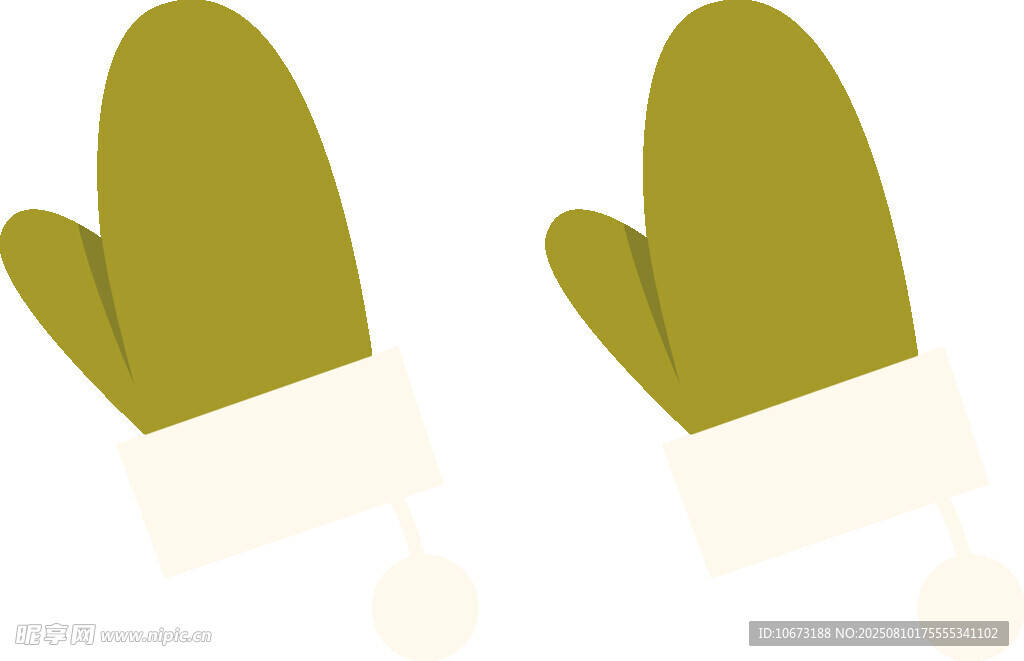 绿色毛绒手套插画