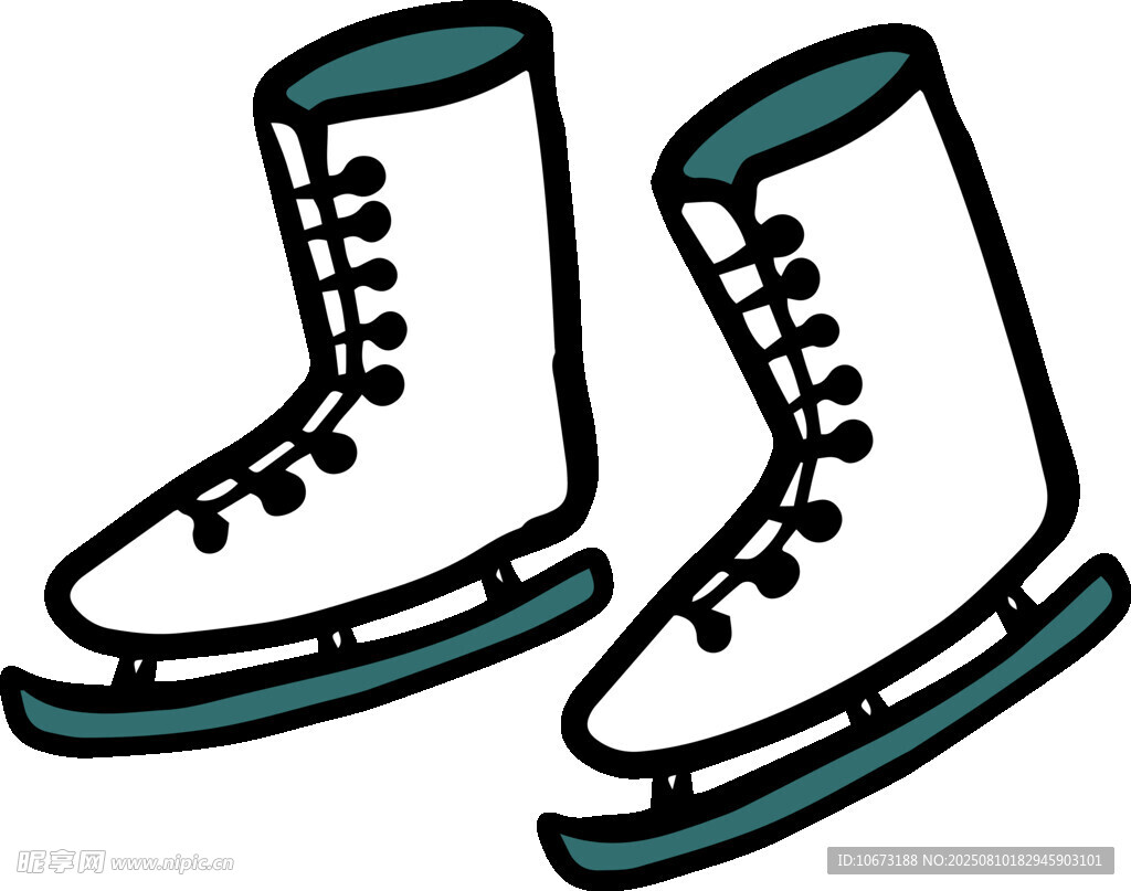 卡通风格的白色溜冰鞋