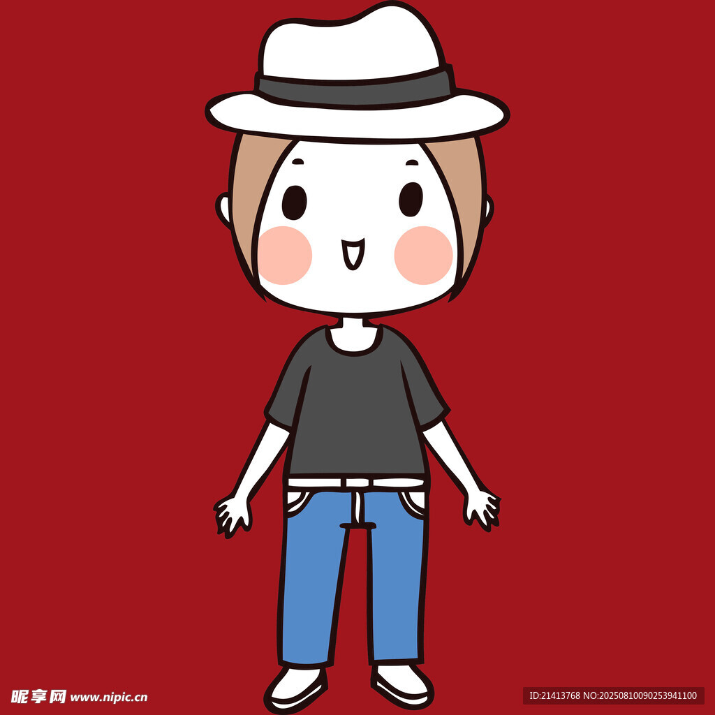 戴帽卡通人物休闲装扮