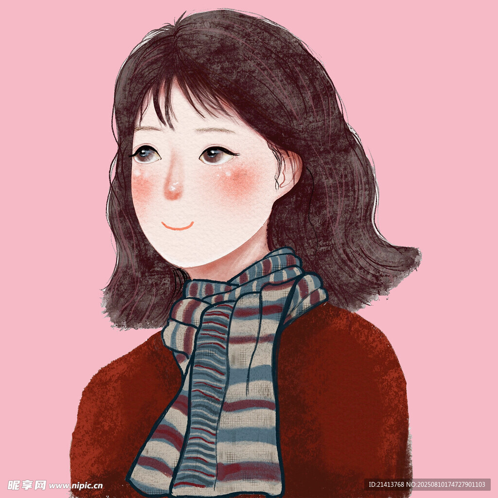 戴围巾的可爱女孩