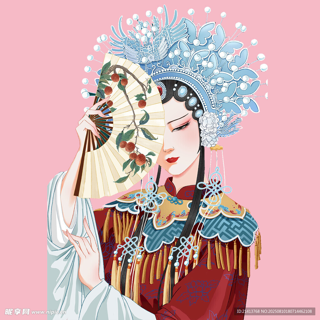 京剧佳人 掩扇半遮娇颜