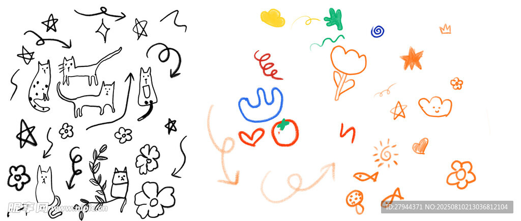 手绘卡通涂鸦图案集合