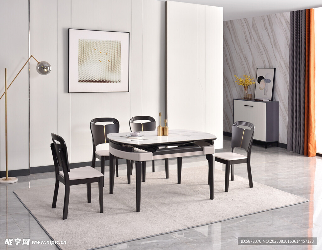 现代简约风格餐厅桌椅组合