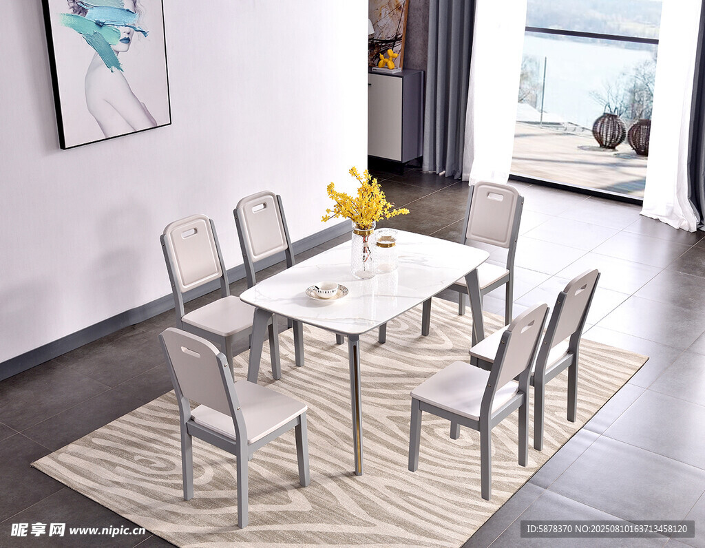简约现代风格餐厅桌椅组合
