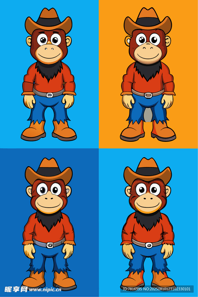 牛仔猴子角色设计图