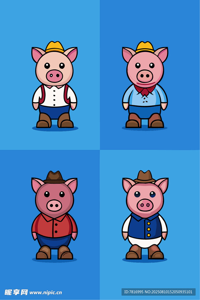 可爱卡通小猪角色形象