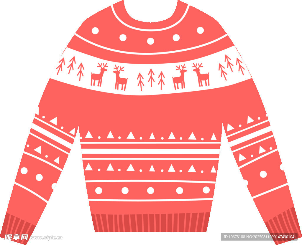 红色圣诞图案针织毛衣
