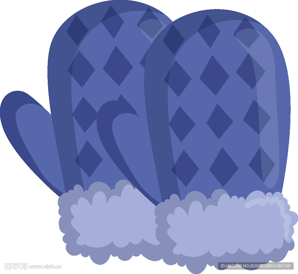 蓝色毛绒保暖连指手套