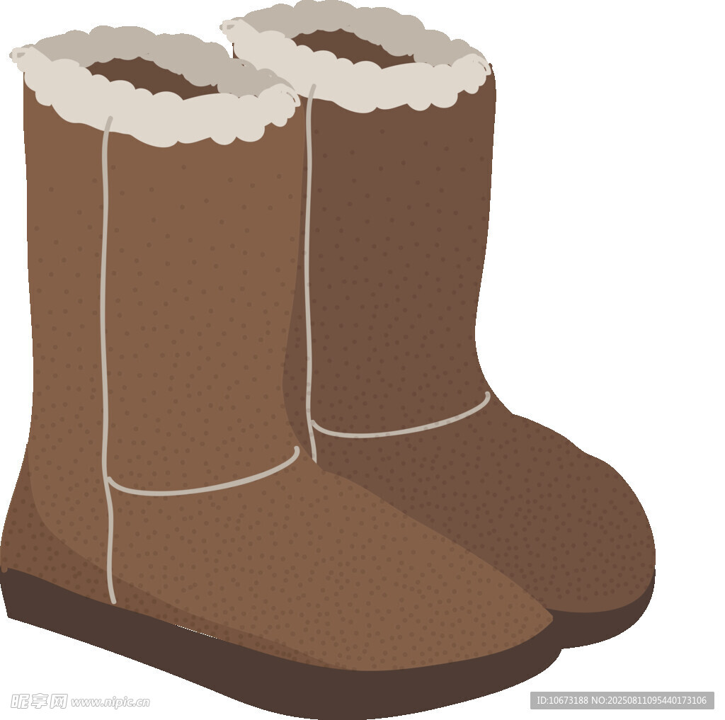 棕色毛绒保暖雪地靴
