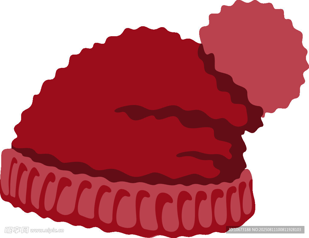 红色毛绒球针织帽