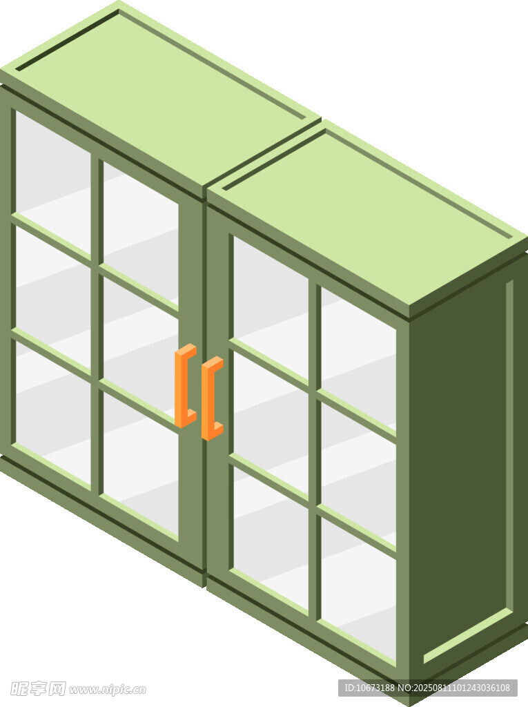 绿色双开门玻璃储物柜