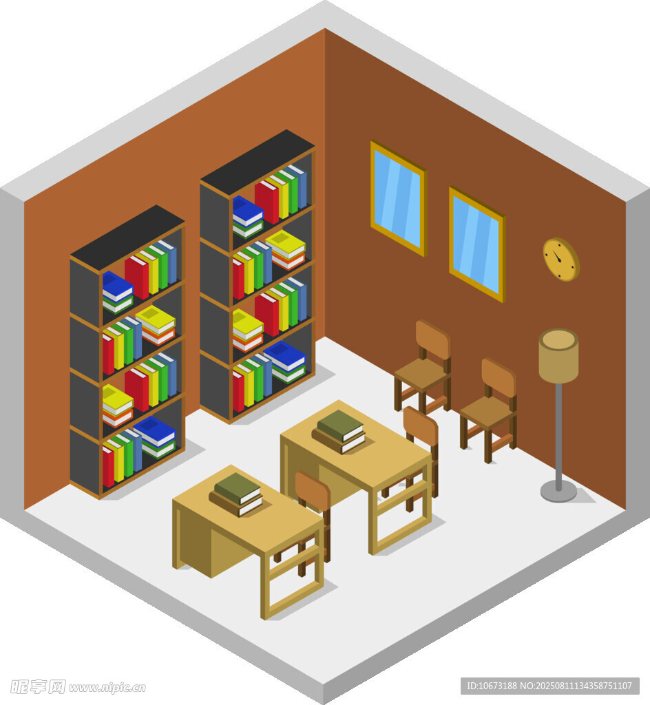 温馨图书馆室内场景