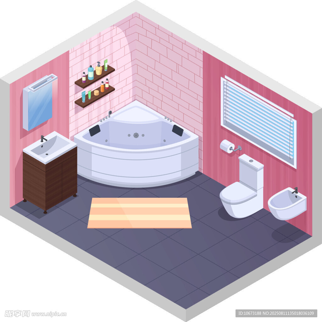 粉色系浴室3D效果图展示