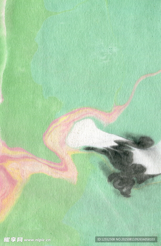 水墨风格抽象飞鸟画作