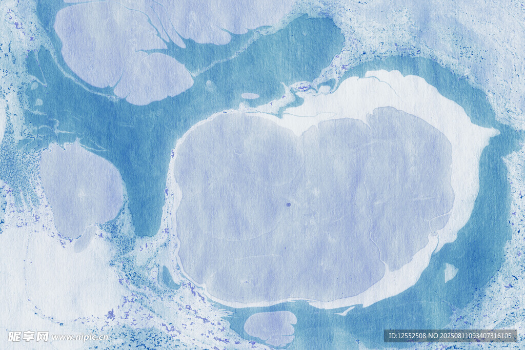 梦幻蓝白水彩抽象图案