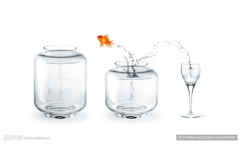 透明玻璃容器与酒杯组合