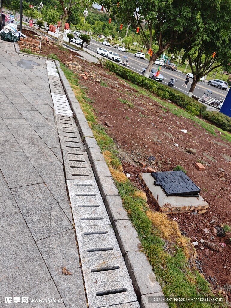 城市景观中的排水设施与绿植