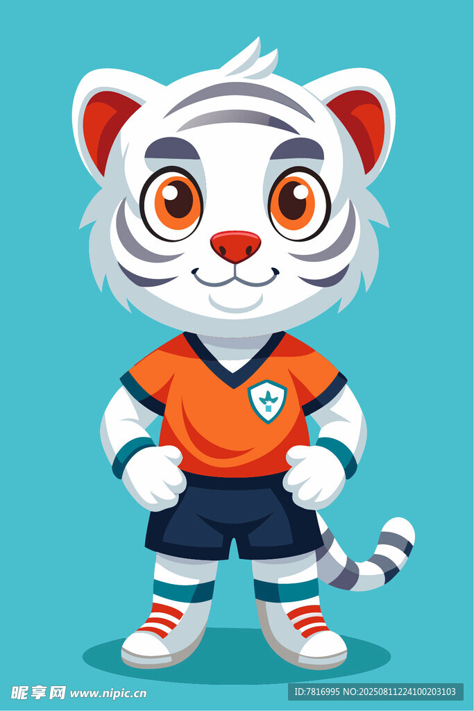 穿球衣的可爱卡通小老虎