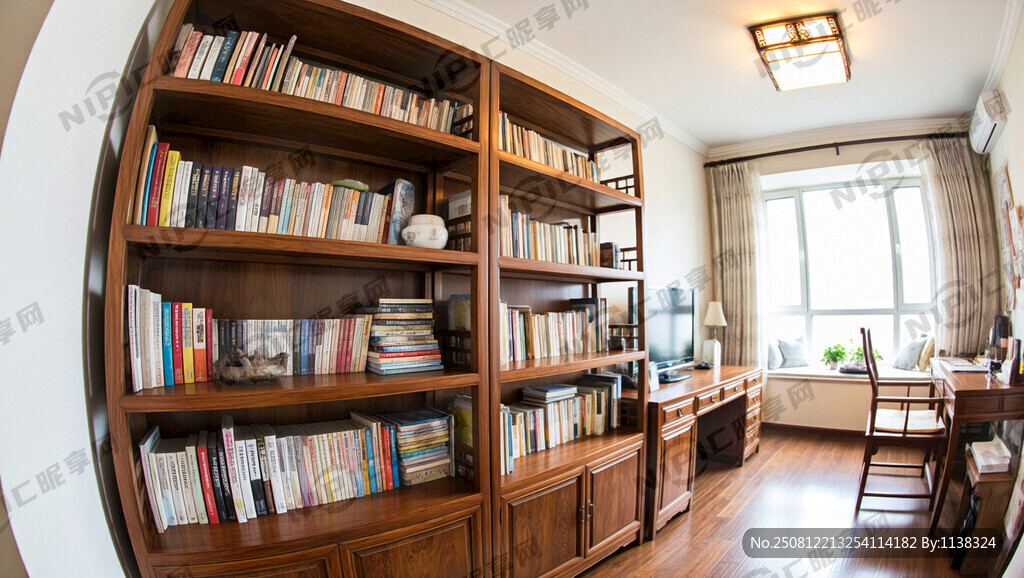 有中式书架的房间 温馨环境