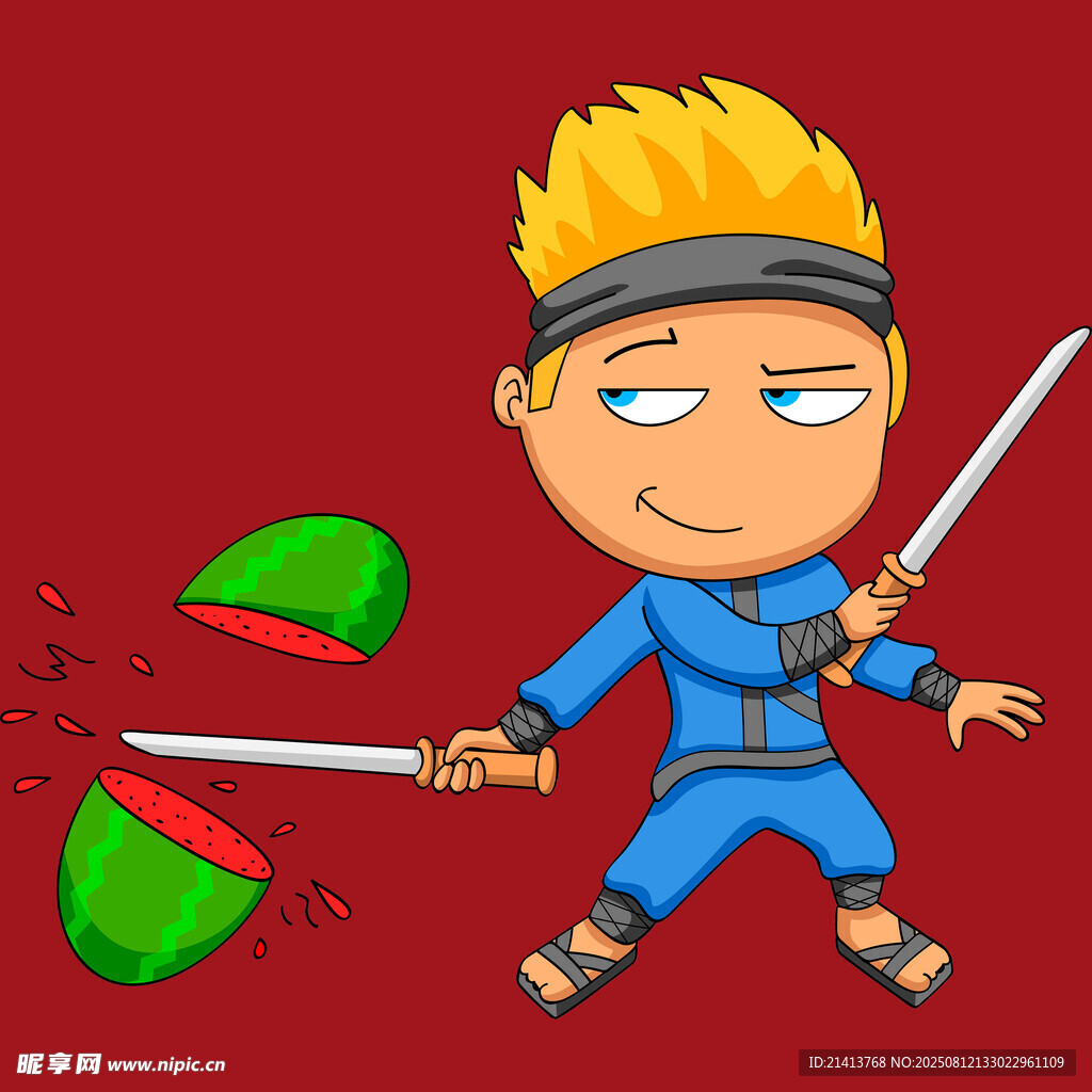 忍者挥剑破西瓜