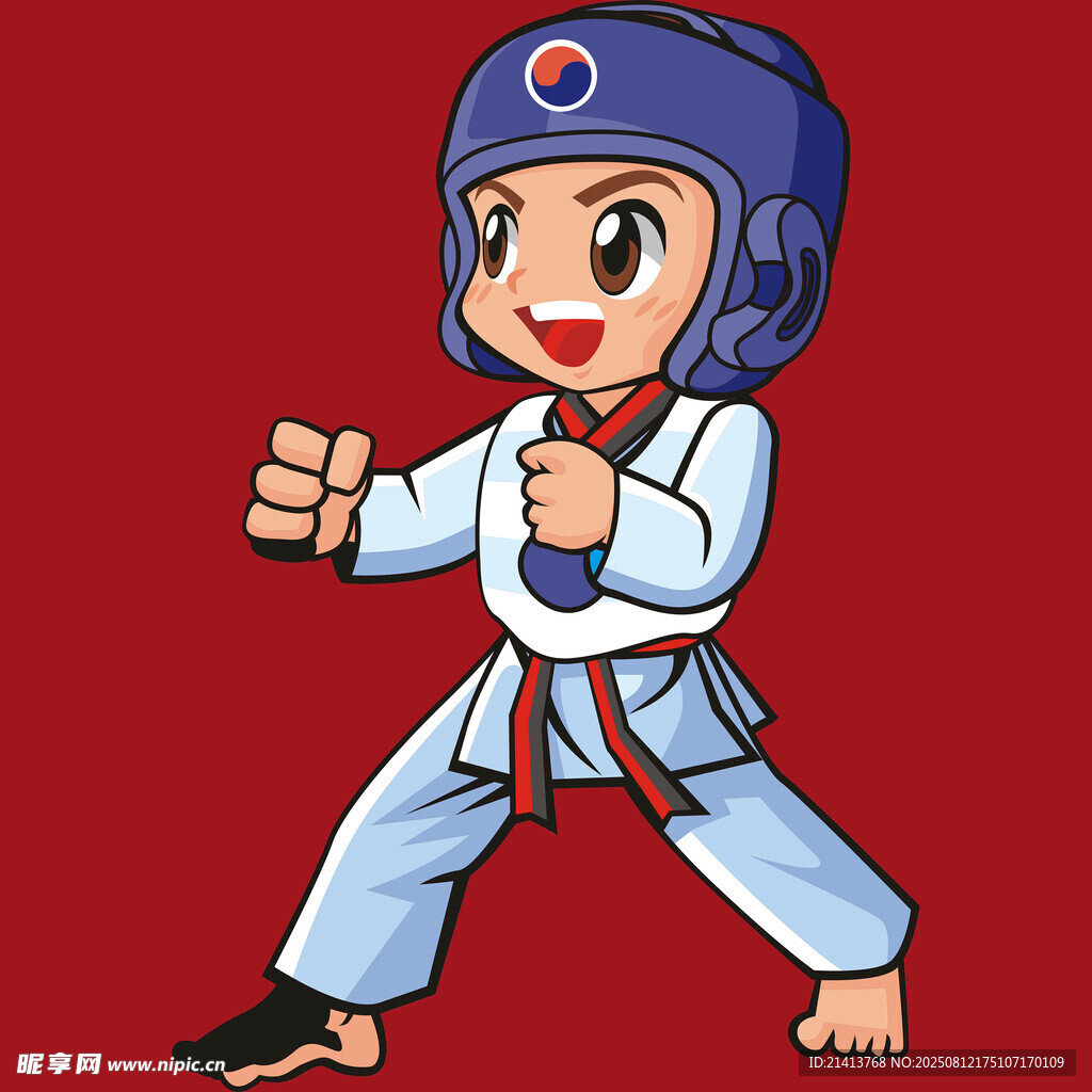 跆拳道萌娃摆格斗姿势