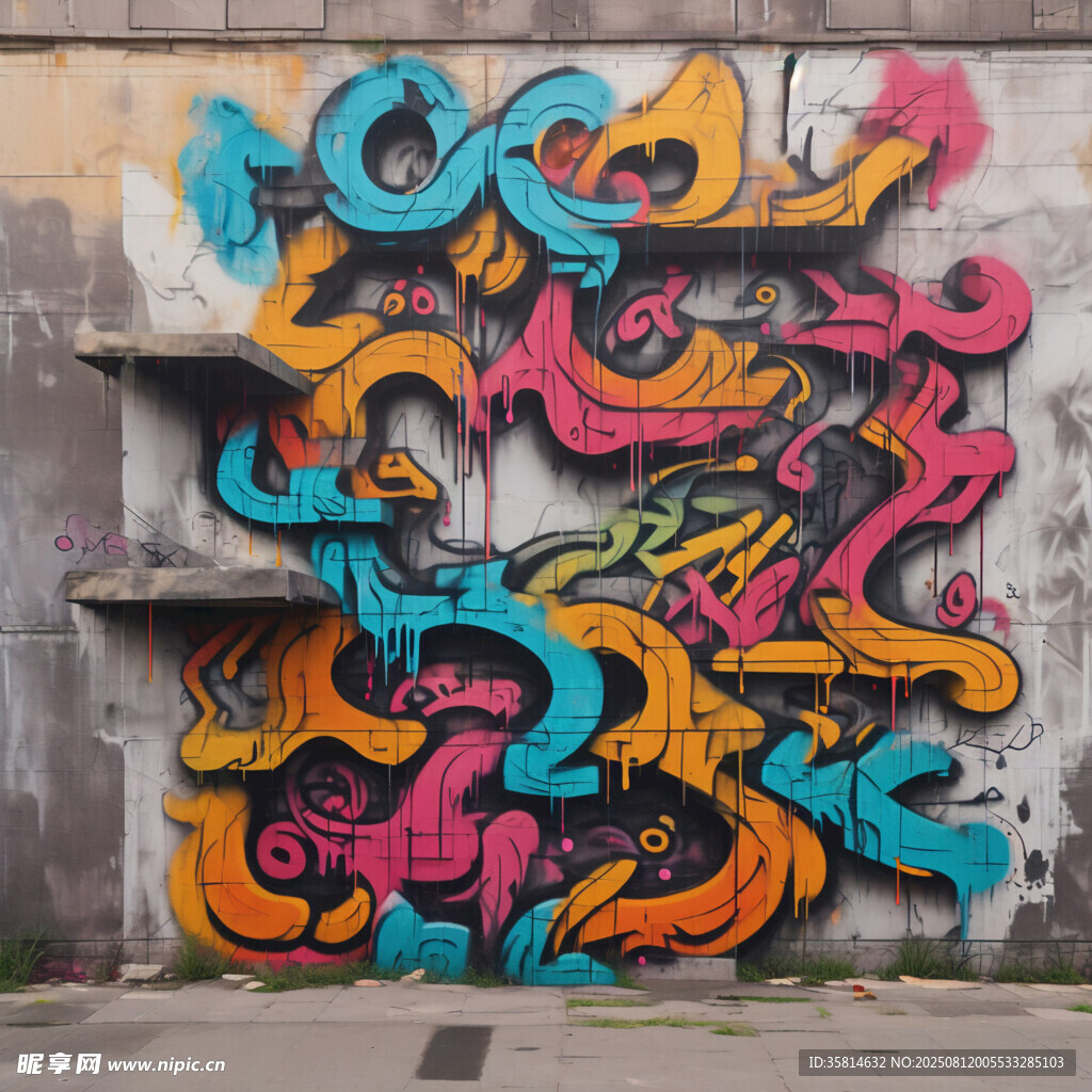 街头绚丽涂鸦艺术作品