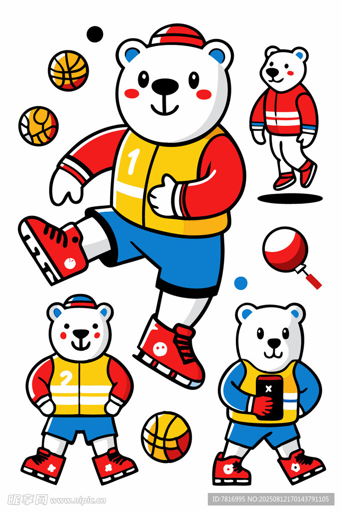 运动小熊卡通形象设计