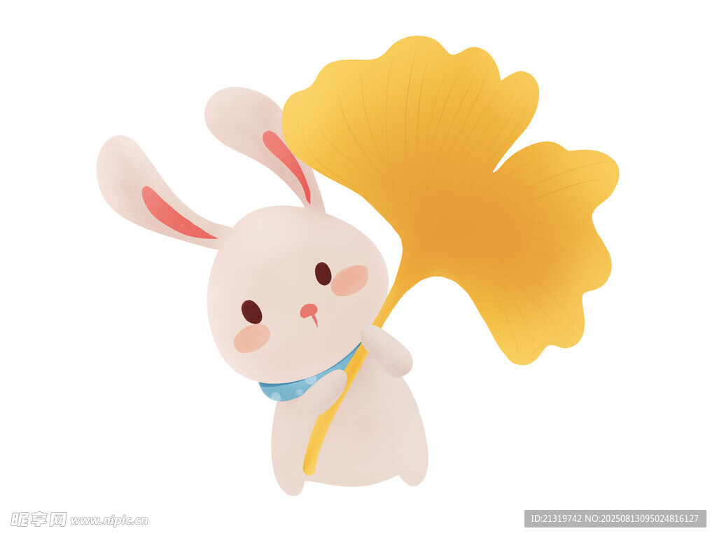 银杏叶兔子插画