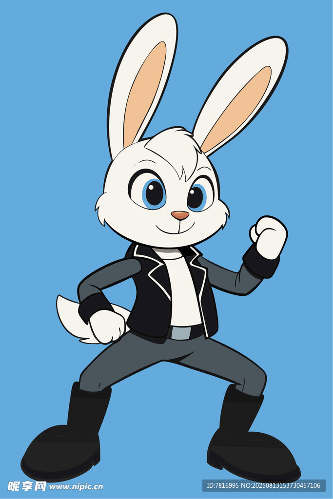 酷炫装扮的卡通兔子