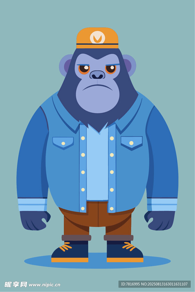 时尚大猩猩牛仔装扮形象