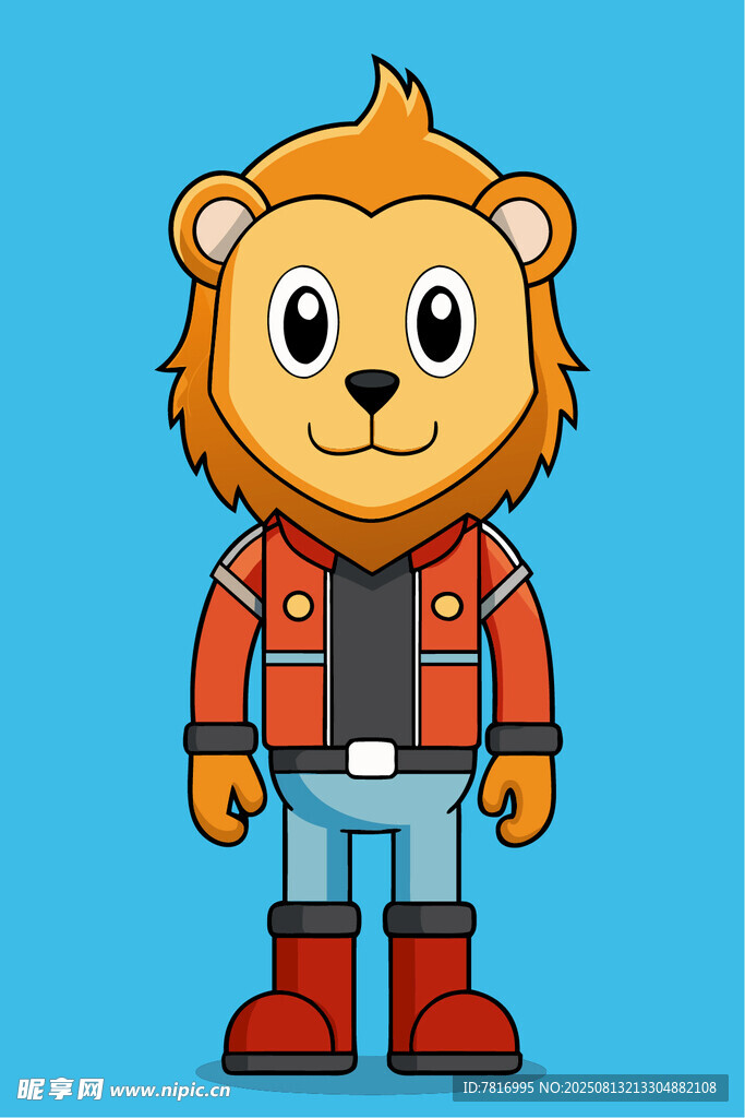 卡通狮子形象身着时尚服饰