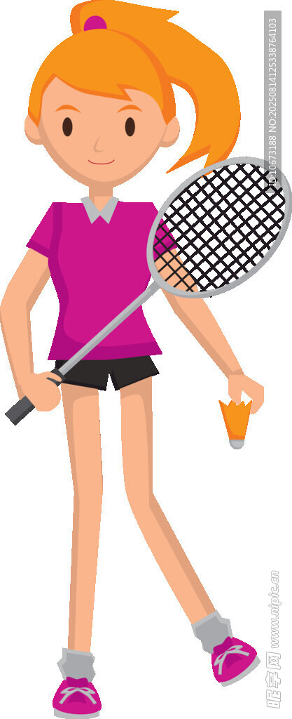 活力女孩手持羽毛球装备