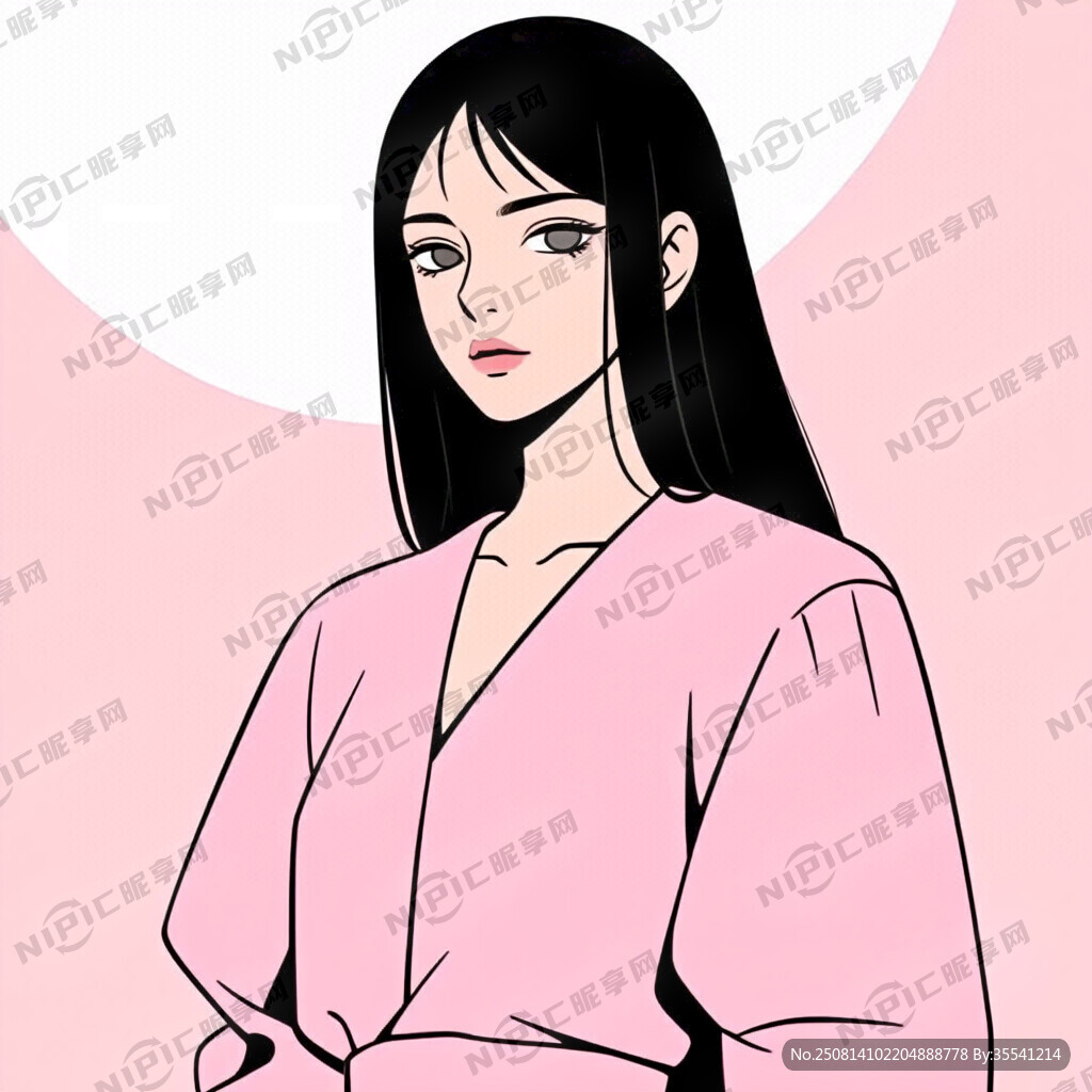 女生 高冷 粉色 扁平风